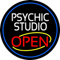 Psychic Studio Red Open Blue Border Enseigne Néon