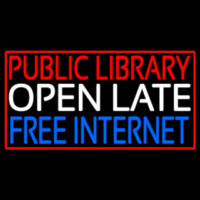 Public Library Open Late Free Internet Enseigne Néon