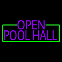 Purple Open Pool Hall With Green Border Enseigne Néon