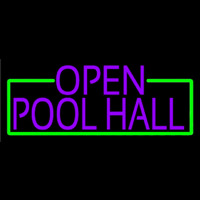 Purple Open Pool Hall With Green Border Enseigne Néon