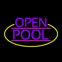 Purple Open Pool Oval With Yellow Border Enseigne Néon