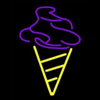 Purple Yellow Ice Cream Cone Enseigne Néon
