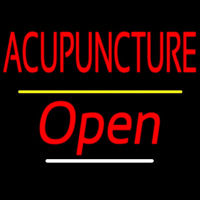 Red Acupuncture Open Yellow Line Enseigne Néon