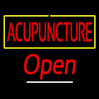 Red Acupuncture With Yellow Border Open Enseigne Néon