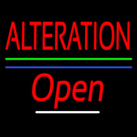 Red Alteration Open Blue Green Line Enseigne Néon