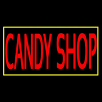 Red Candy Shop With Yellow Border Enseigne Néon