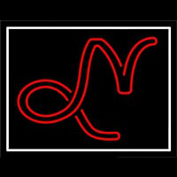 Red Capricorn Logo White Border Enseigne Néon
