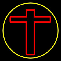 Red Christian Cross Enseigne Néon