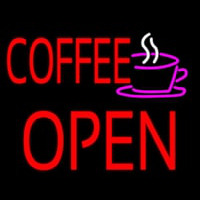 Red Coffee Open Block Logo Enseigne Néon