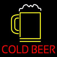Red Cold Beer With Yellow Mug Enseigne Néon