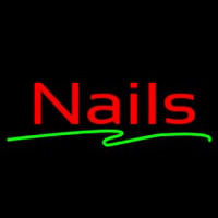 Red Cursive Nails Enseigne Néon