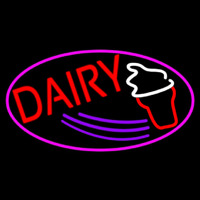 Red Dairy With Oval Enseigne Néon