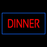 Red Dinner Rectangle Blue Enseigne Néon