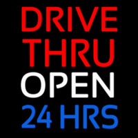 Red Drive Thru Open 24 Hrs Enseigne Néon