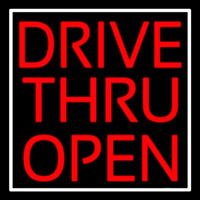 Red Drive Thru Open Enseigne Néon