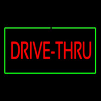 Red Drive Thru Rectangle Green Enseigne Néon