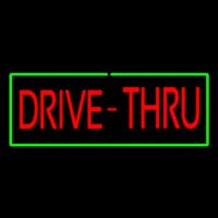 Red Drive Thru With Green Border Enseigne Néon