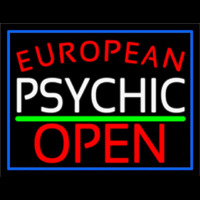 Red European White Psychic Red Open Green Line Enseigne Néon