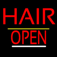 Red Hair Open Yellow Line Enseigne Néon