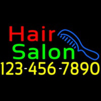 Red Hair Salon With Comb And Number Enseigne Néon