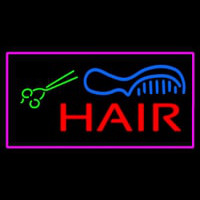 Red Hair With Comb And Scissor Pink Border Enseigne Néon
