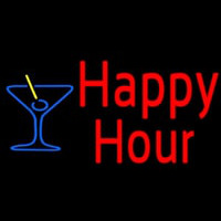 Red Happy Hour With Blue Martini Glass Enseigne Néon