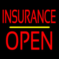 Red Insurance Block Open Yellow Line Enseigne Néon