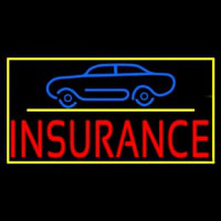 Red Insurance Car Logo With Yellow Border Enseigne Néon