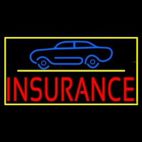 Red Insurance Car Logo With Yellow Border Enseigne Néon