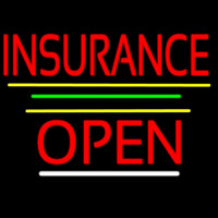 Red Insurance Open Yellow Line Enseigne Néon
