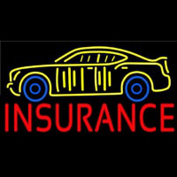 Red Insurance Yellow Car Logo Enseigne Néon