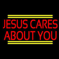 Red Jesus Cares About You Enseigne Néon