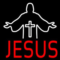 Red Jesus Christian Cross Enseigne Néon