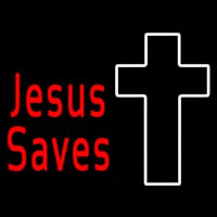 Red Jesus Saves With Cross Enseigne Néon