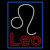 Red Leo Zodiac Blue Border Enseigne Néon