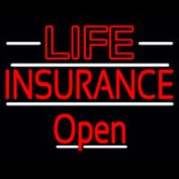 Red Life Insurance Open Enseigne Néon