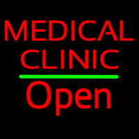 Red Medical Clinic Open Green White Line Enseigne Néon