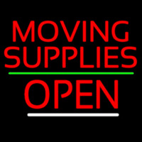 Red Moving Supplies Open Green Line 3 Enseigne Néon