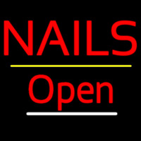 Red Nails Open Yellow Line Enseigne Néon