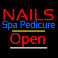 Red Nails Spa Pedicure Open Yellow Line Enseigne Néon