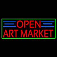 Red Open Art Market With Green Border Enseigne Néon