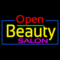Red Open Beauty Salon With Blue Border Enseigne Néon