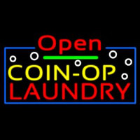 Red Open Coin Op Laundry Enseigne Néon