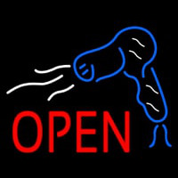 Red Open Hair Dryer Logo Enseigne Néon