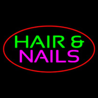 Red Oval Hair And Nails Enseigne Néon