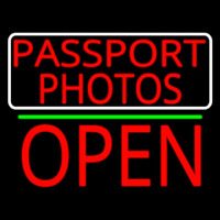 Red Passport Photos With Open 1 Enseigne Néon