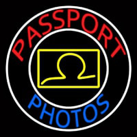 Red Passport Photos With Oval Enseigne Néon