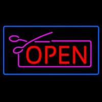 Red Pink Open With Scissors Blue Border Enseigne Néon