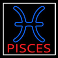 Red Pisces White Border Enseigne Néon