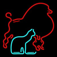 Red Poodle Dog Cat Logo Enseigne Néon